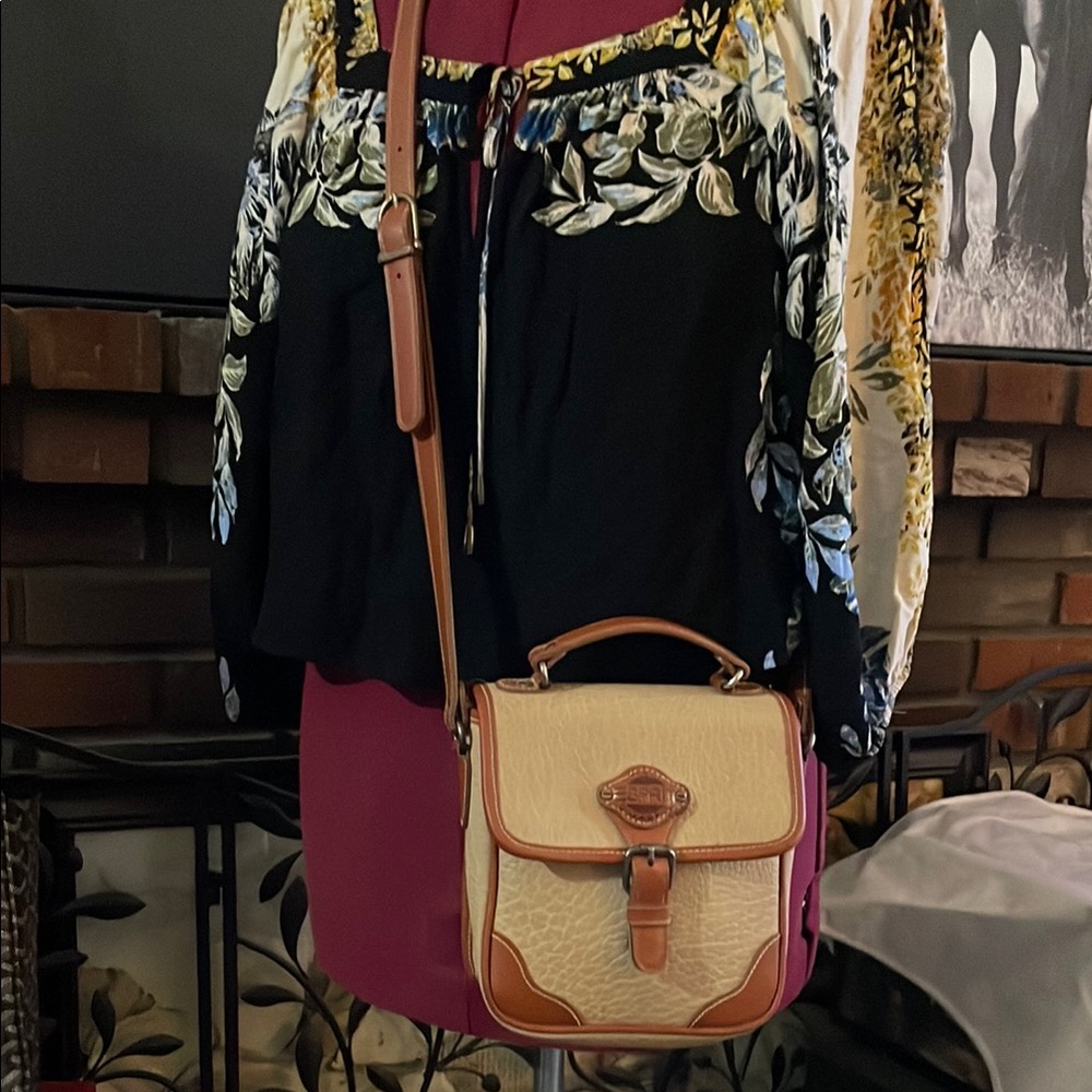 ESPRIT Tan and Brown Leather Crossbody Bag